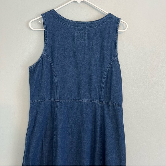 Vintage Sun Belt Denim Snap Button Up Maxi Dress Sleeveless Sz L Cotton A Line - Picture 8 of 9
